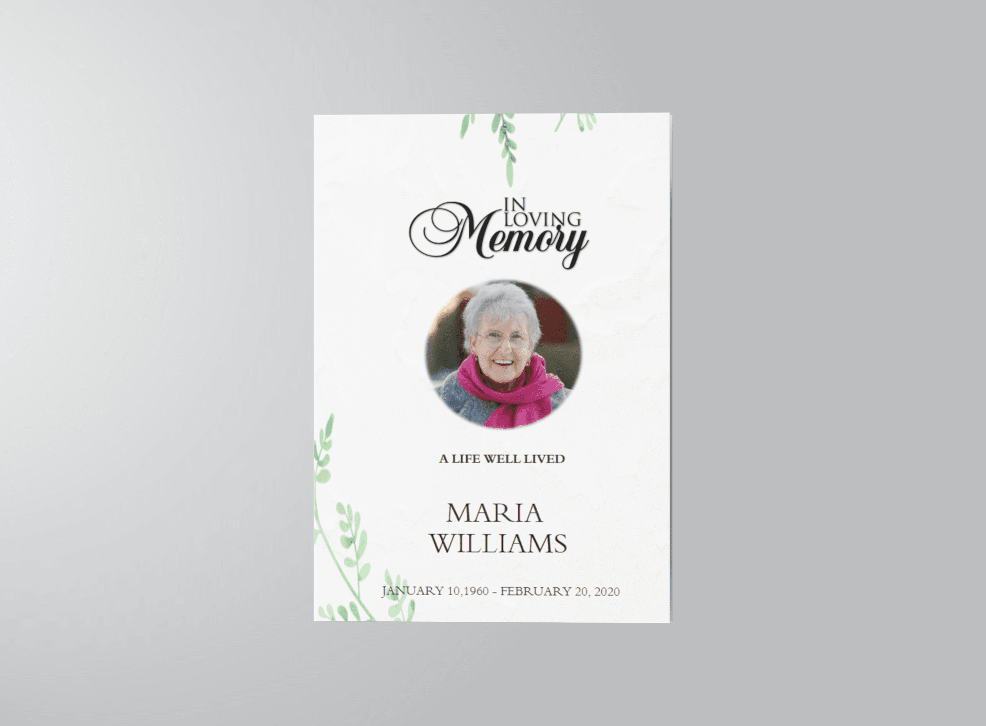 Green Natural Funeral Program Template